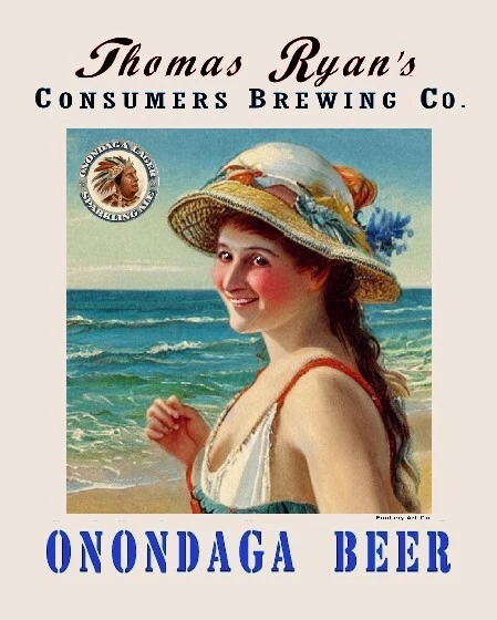 Vintage Style Beer Poster Art, Thomas Ryan's Syracuse Brewery, Beach Girl Vintage Style Beer Poster Art, Thomas Ryan's Syracuse Brewery, Beach Girl