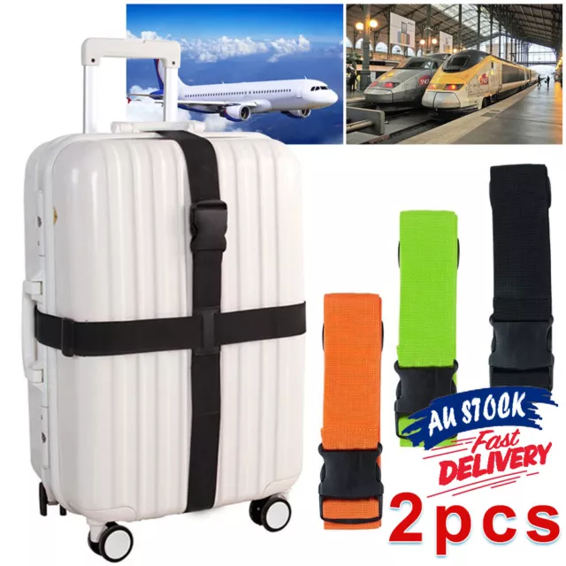 2Pcs Strap Travel Luggage Tie Packing Belt Useful Suitcase Buckle Adjustable