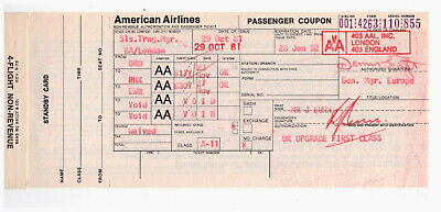 American Airlines Passenger Coupon Ticket Baggage Check New York Chicago Oct 81