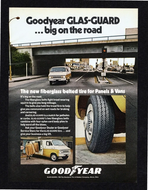 1971 Goodyear Glas-Guard Tire Rubber Fiberglass Outdoor Life Print Ad Original