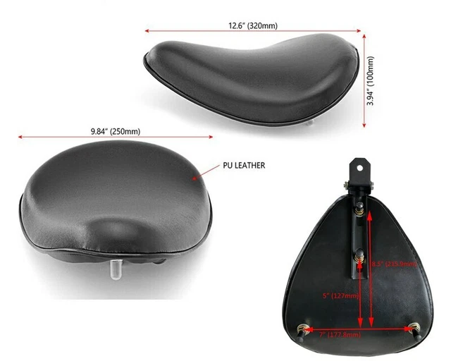 Solo Siège Passager Arrière Harley Davidson Sportster XL883 XL1200 72 X48 2004-2019 - Cuir Noir