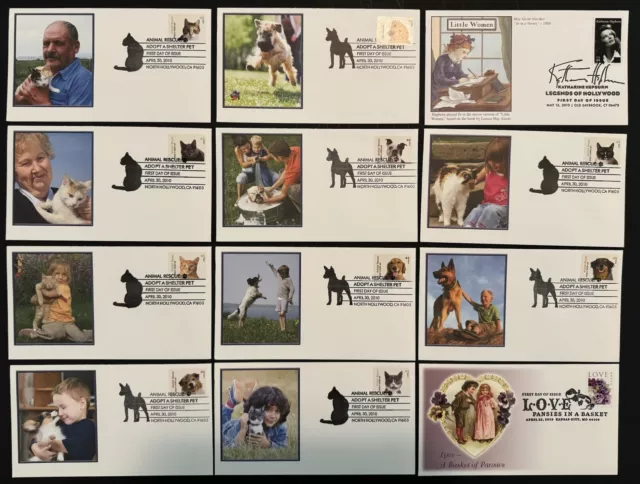 April/May 2010  Love, Adopt A Shelter Pet, Katherine Hepburn Fleetwood FDC’s (12