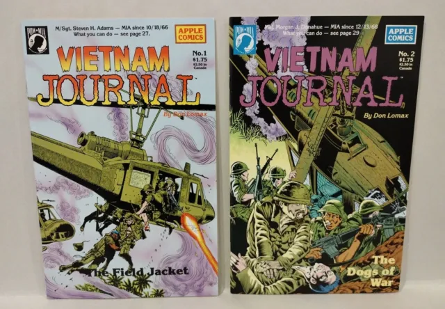 Vietnam Journal #1 & 2 (1987) Apple Comics Don Lomax Field Jacket Dogs Of War