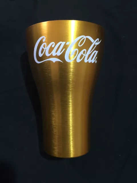 McDonalds Yellow Gold Coke Cup Coca Cola Glass Maccas 2020 NEW Aluminium Glasses