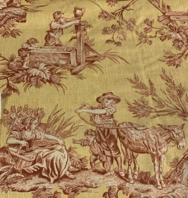 Nouveau Bergere Toile By 5th Ave Design For Covington Fabrics Red On Yellow 1+Yd