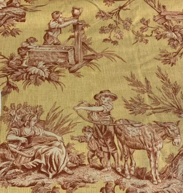 Nouveau Bergere Toile By 5th Ave Design For Covington Fabrics Red On Yellow 1+Yd Nouveau Bergere Toile By 5th Ave Design For Covington Fabrics Red On Yellow 1+Yd