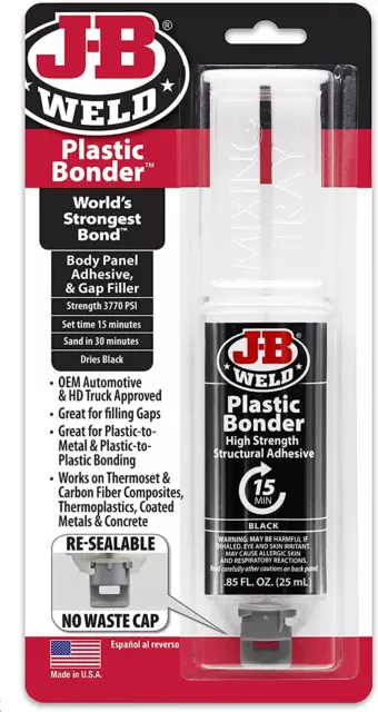 JB Weld Plastic Weld Quick Setting Epoxy Syringe Bonder Repair Glue Black USA
