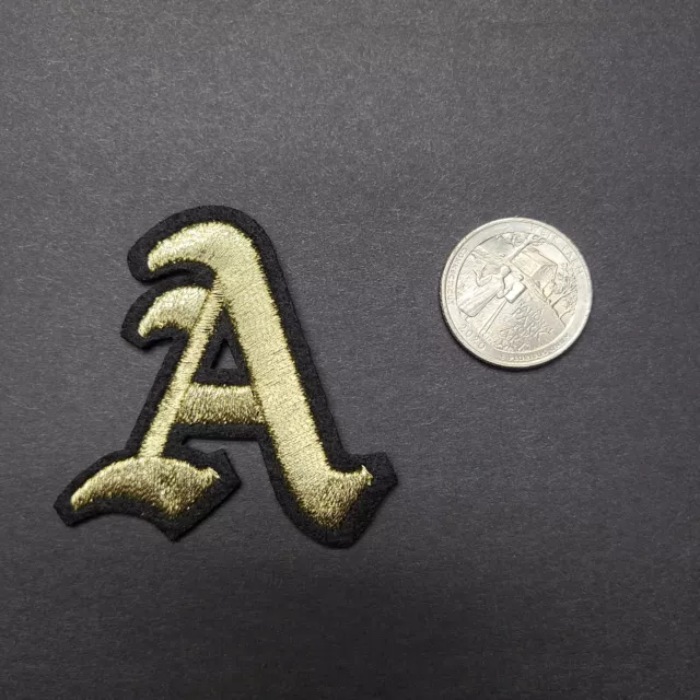 Roman Old English Gothic Letters Patch Black & Gold Iron-On Applique -PICK-