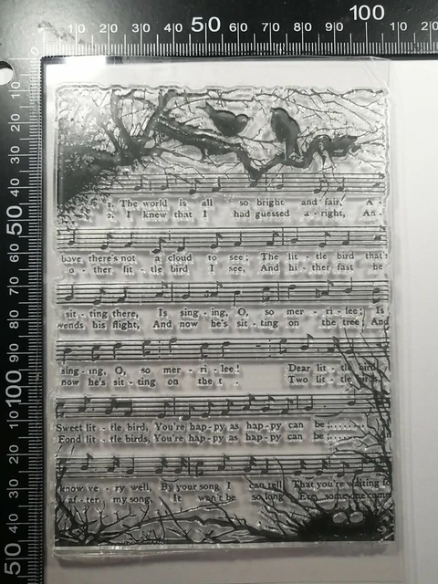 1 Clear Silicone Stamp Old Music Tree  Vintage Cardmaking Scrapbooking Journal