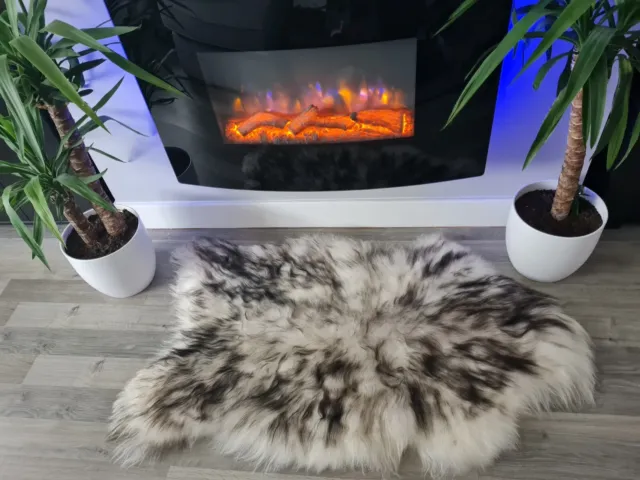 Genuine Icelandic Sheepskin Rug with Black Tips Soft Natural Pelt Large Fleece