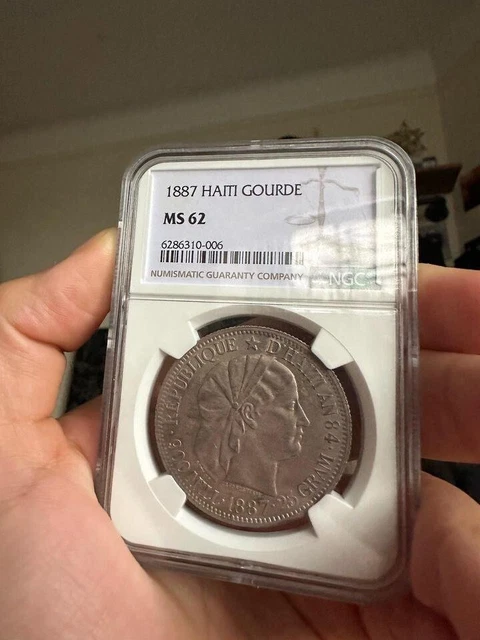 1887 haiti gourde ms 62 ngc certified.