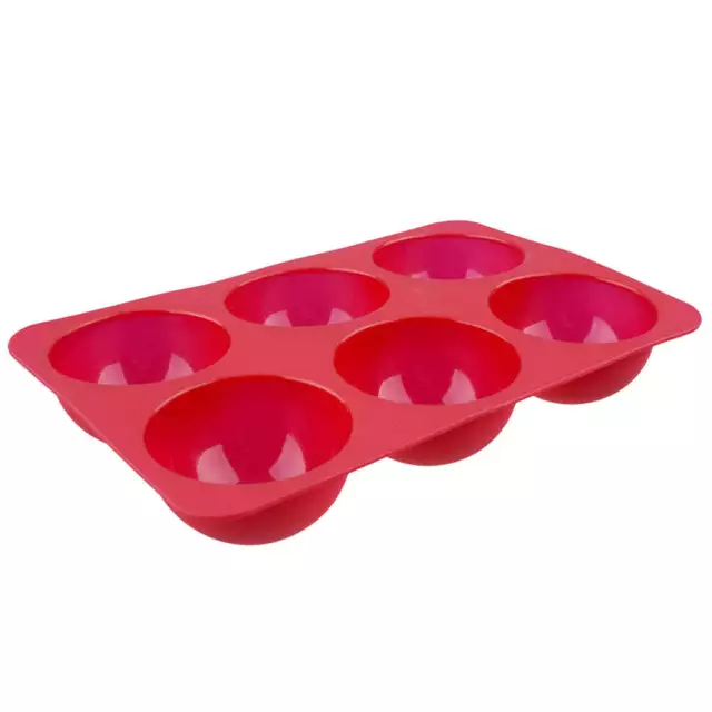 Daily Bake Silicona 6 Taza Domo Postre Molde Easy Comida Liberación 66x40mm Rojo