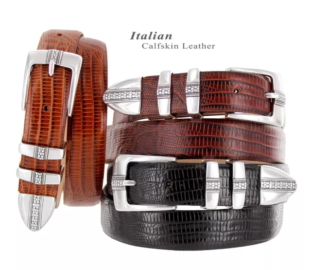 Brandon Men's Italian Calfskin Leather Designer Dress Golf Belt 1-1/8"(30mm)wide