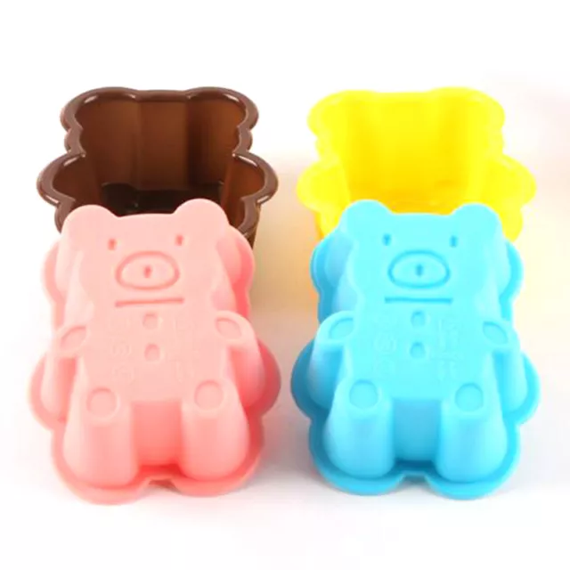 4PCS Cute Bear Silicone Cookies Molde Cake Mold Muffin Cup Kitchen Bakeware T $d