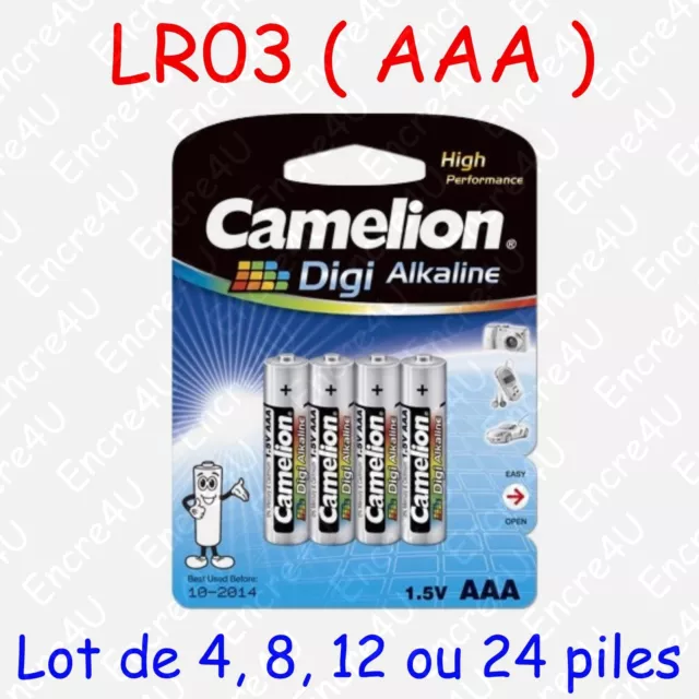 Pile Digi Alcaline AAA LR03 LR3 R3 MN2400 AM4 E92 UM4 1,5V ( x 4, 8, 12 ou 24 )