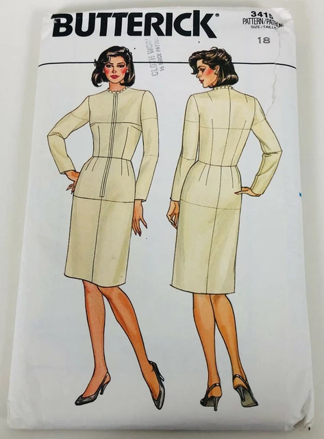 Vtg OOP Butterick Sewing Pattern 3415 Dress Fitting Shell Muslin Sz 18 UC FF 40B