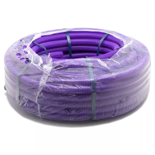 Tuyau Ondulé Pliable Retardateur de Flamme Violet 50 M 50mt 25mm 18.3mm 2,5cm _