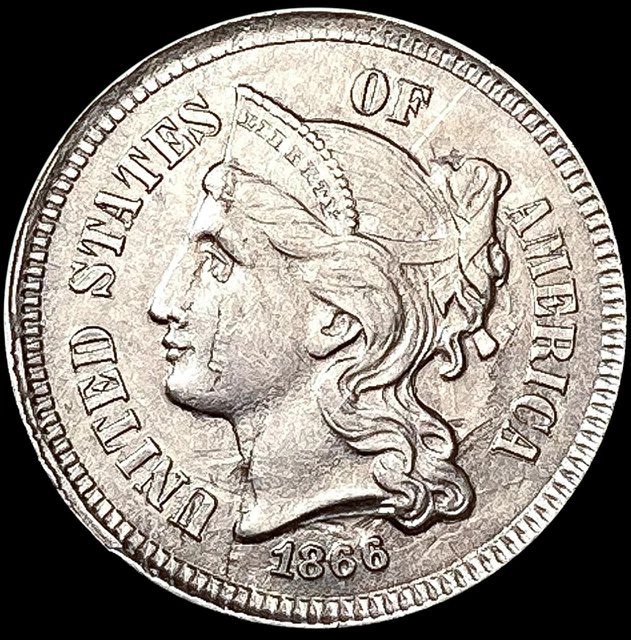 1866 Nickel Coin Three Cent Coin CHOICE BU
