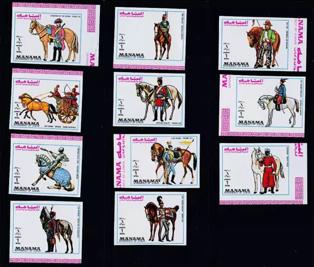 Manama Emirati 1972 Militare Cavalleria/Storici Uniformi/Cavalli MNH Animali