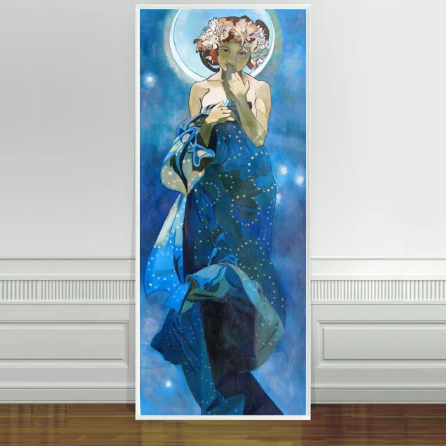 Stunning Alphonse Mucha Moon And Stars ~ CANVAS PRINT 24"X10" Art Nouveau