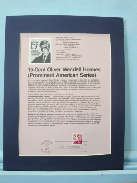 Oliver Wendell Holmes - Supreme Court Justice & First Day Cover Panel