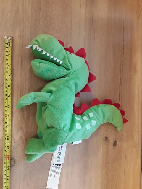 IKEA LASKIG DRAGO verde dinosauro pupazzo a mano giocattolo