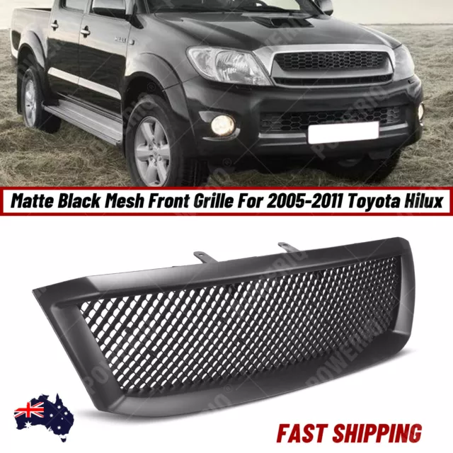 Matte Black Mesh Front Grille For 2005-2011 Toyota Hilux AU SHIPPING