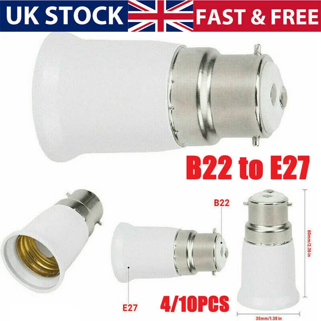 B22 TO E27 Light Socket Adapter Lamp Base To Edison E27 Bulb