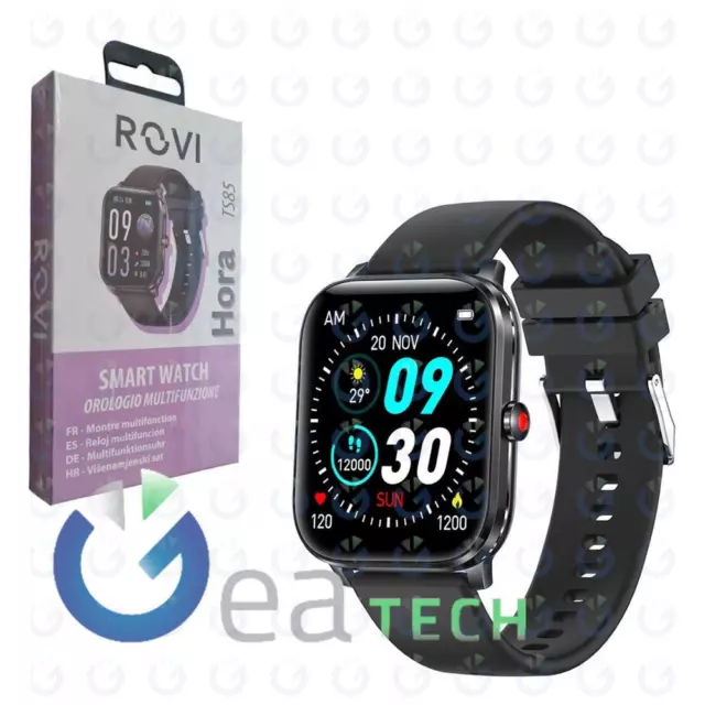 Rovi Smartwatch Icon TS85 Horloge Multifonction Écran 1,98 " Bluetooth Noir
