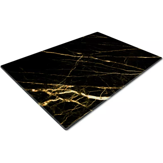 Glass Chopping Cutting Board Work Top Saver Large Black Gold Marble Effect