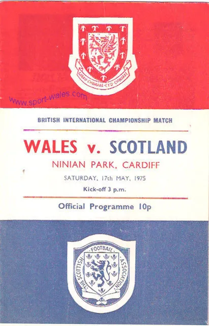 Wales v Scotland 17 May 1975 Ninian Park FOOTBALL PROGRAMME