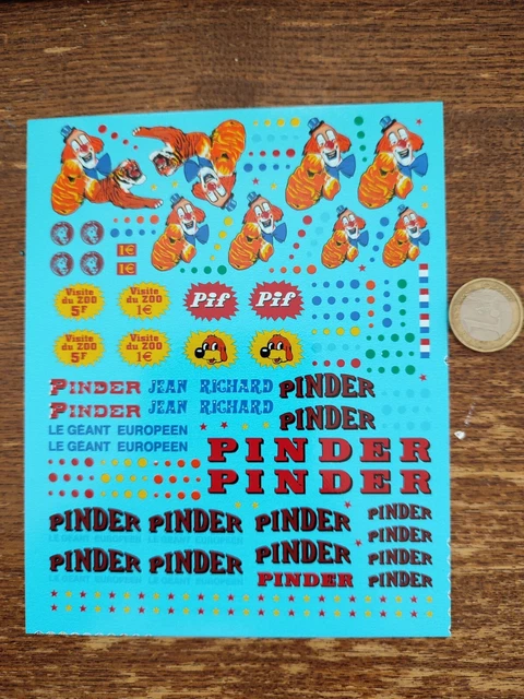 DECALCOMANIE DECALS DECO Cirque Pinder Jean Richard Clown Pinderland ...
