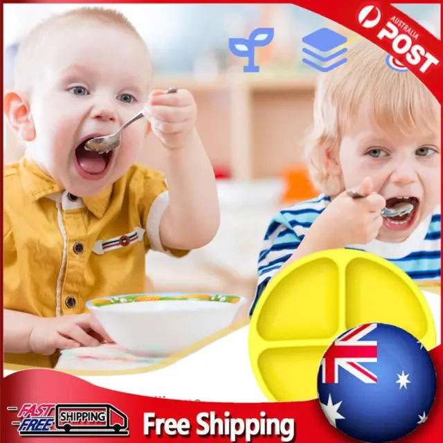 Cute Baby Infant Dining Plate Non Slip Training Sucker Dishes Tableware (Yellow)