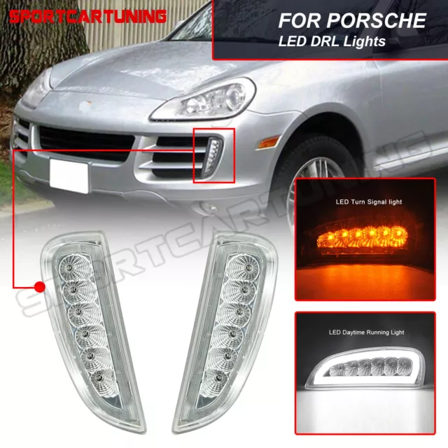 LED Front Bumper DRL Fog Lamps Turn Signal Lights For Porsche Cayenne 2006-2010