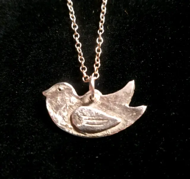Sweet Silver Metallic Clay SPARROW Necklace ~ Emily Somers ~ 99% Fine Silver