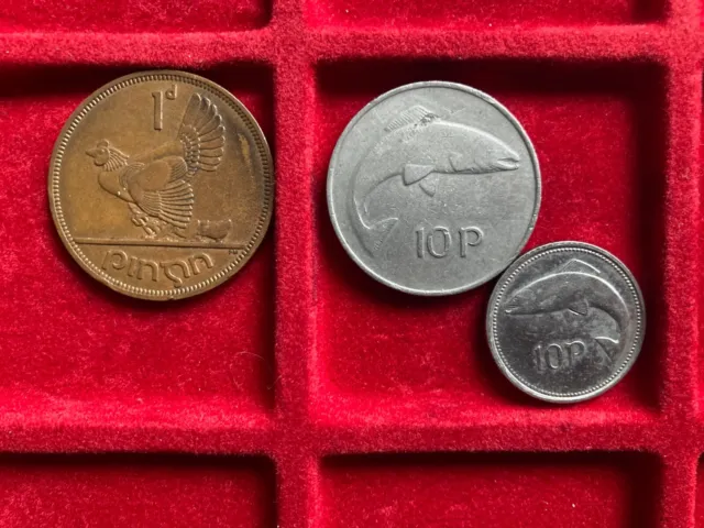 Münzen - Irland - 3 Stück - 1 Penny - 2 x 10 Pence - 1965-1994