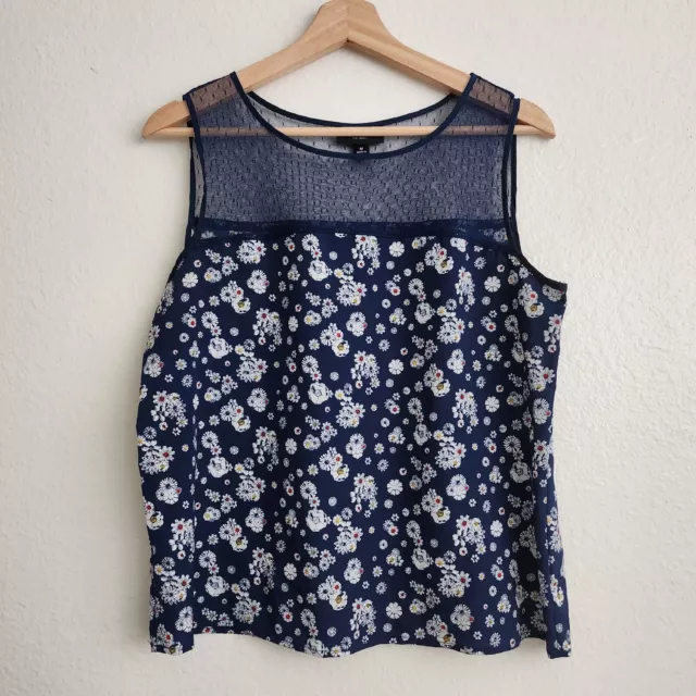 Jason Wu For Target Floral Lace Mesh Sleeveless Tank Top Size M Multicolor Navy