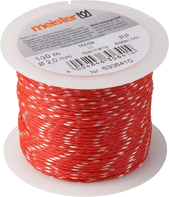 Meister Maurerschnur 100m rot/weiß 2,0mm Polypropylen Knotenfest Belastbar auf S