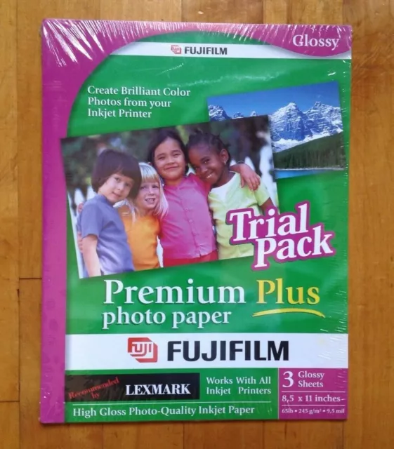 Fujifilm Photo Paper 3 Sheets Inkjet Printer 8 X 11 High Gloss Brilliant White
