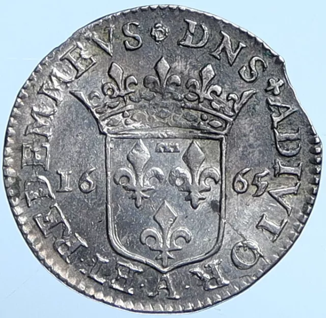 1665 FRANCE Queen Marie-Louise d'Orleans Antique Silver 1/12 Ecu Coin i114966 2