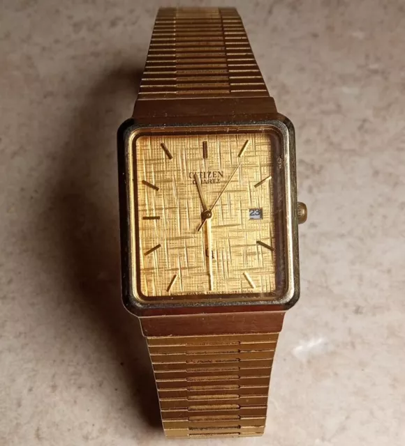 Vintage Citizen Quartz Men's Gold Tone Square Dial Watch 6010 - T15537