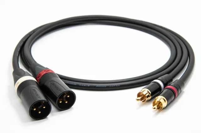 10 Foot-Mogami 2534 Quad Stereo Pair (L, R) cables |Neutrik Gold RCA to XLR Male