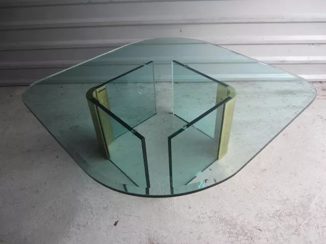 Stunning Mid-Century Modern Pace Collection Coffee Table Glass Brass Regency