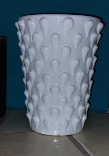 Schicke Seltene Italienische Vase Weiß Vintage