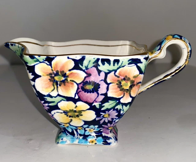 ROYAL WINTON ANENOME NAVY BLUE English Chintz Bone China Creamer