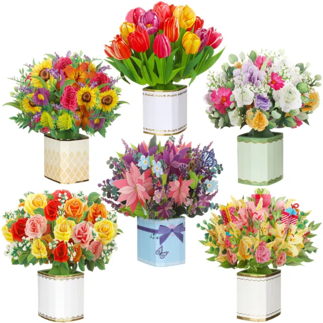 Pop Up Card Large 3D Flower Bouquet Bright Colours Mothers Day Birthday Cards