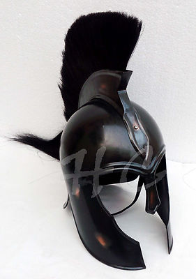 Trojan Troy Grec Achille Trojan Médiévale Casque Armor Avec Noir Plume Fermé Visage 