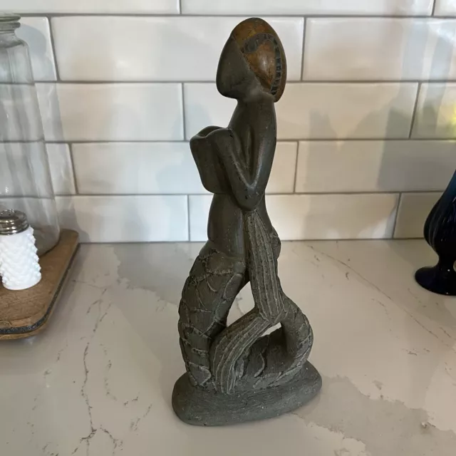 Hand Carved Soap Stone Mermaid Figurine Statue African art Decor