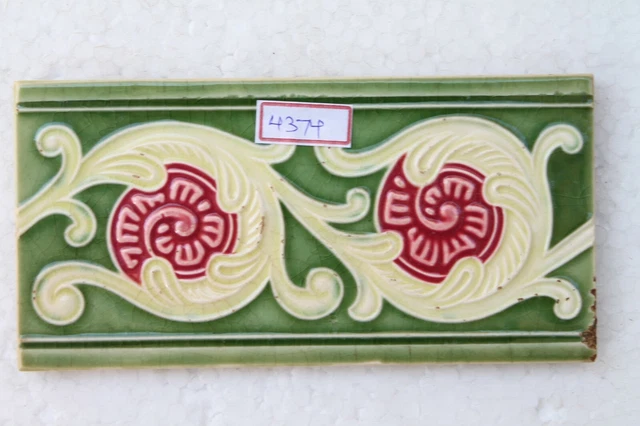 Japan antique art nouveau vintage majolica border tile c1900 Decorative NH4374 6