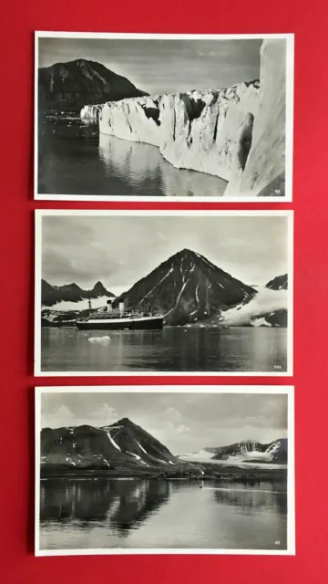 3 x Foto AK NORWEGEN um 1938 Svalbard Spitzbergen Tempelbucht Königsbucht( 50678